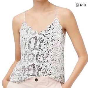 J. Crew Black and White Snake Print Camisole